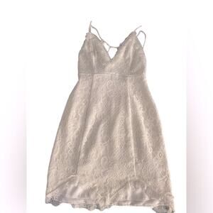 NBD off White lace fitted strappy mini dress size XS